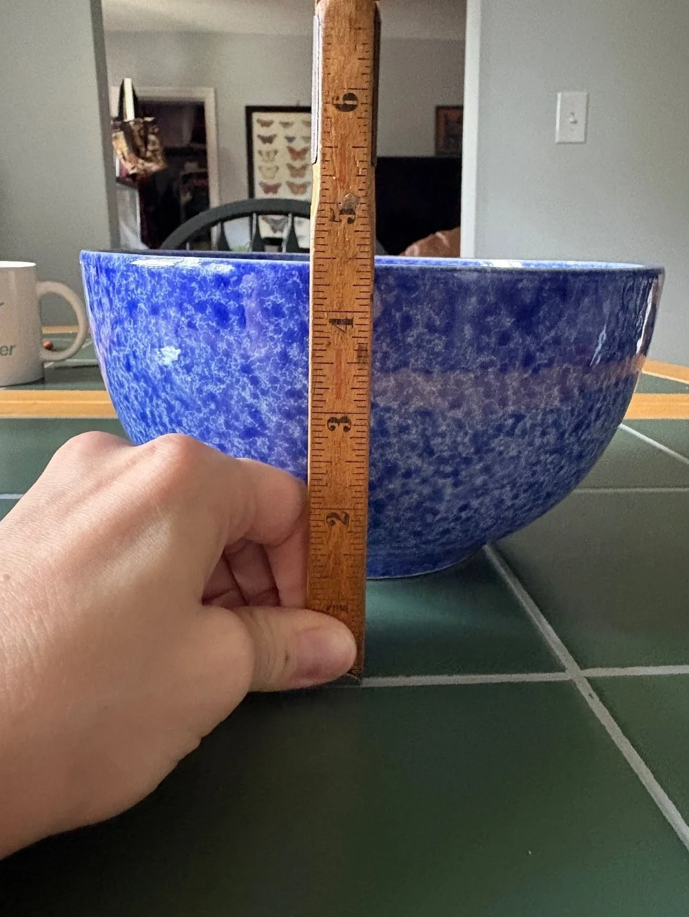 Vintage EuroCeramica Coche Blue Sponge Glaze Stoneware Serving Bowl Portugal